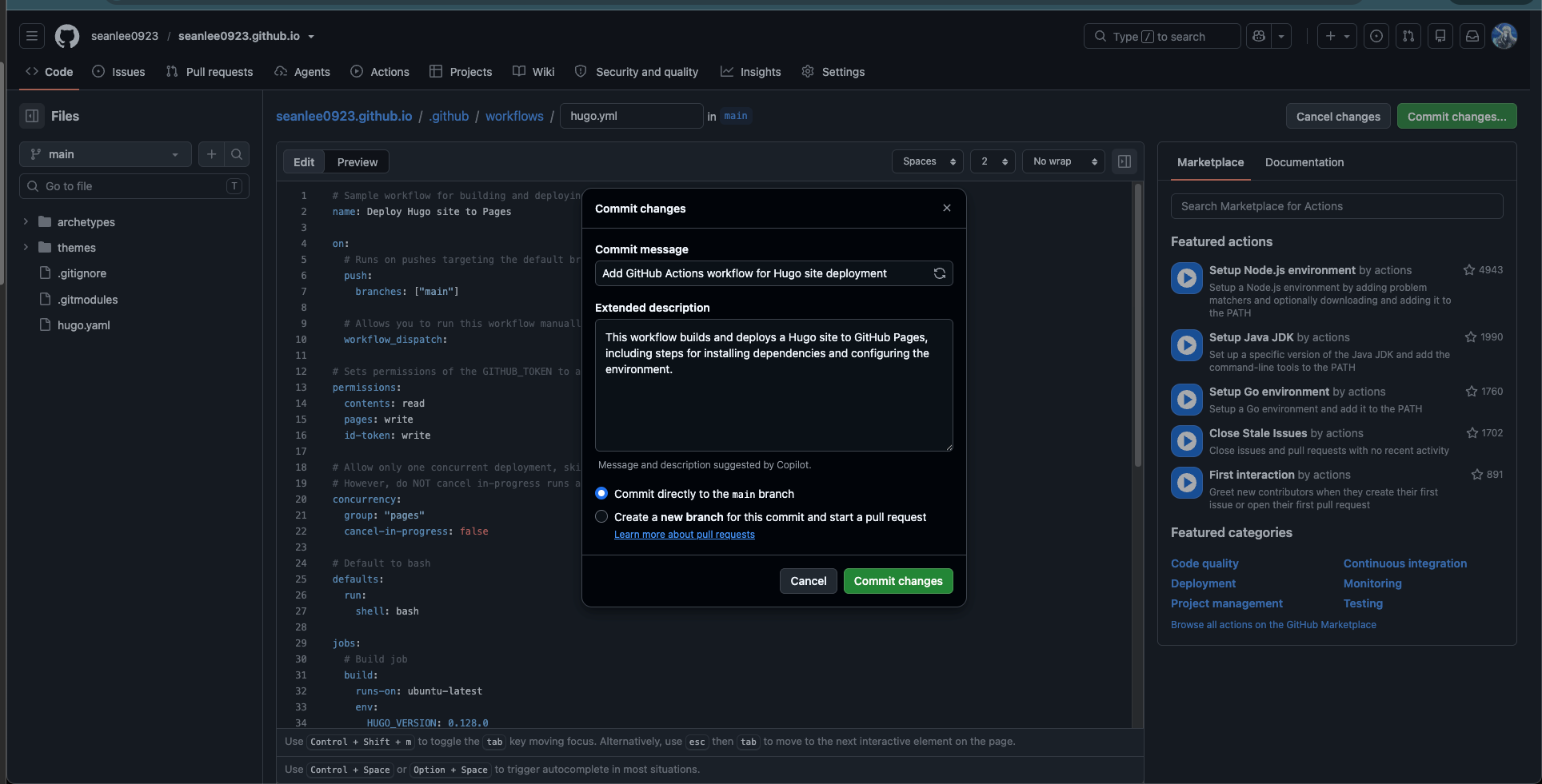 github actions 설정